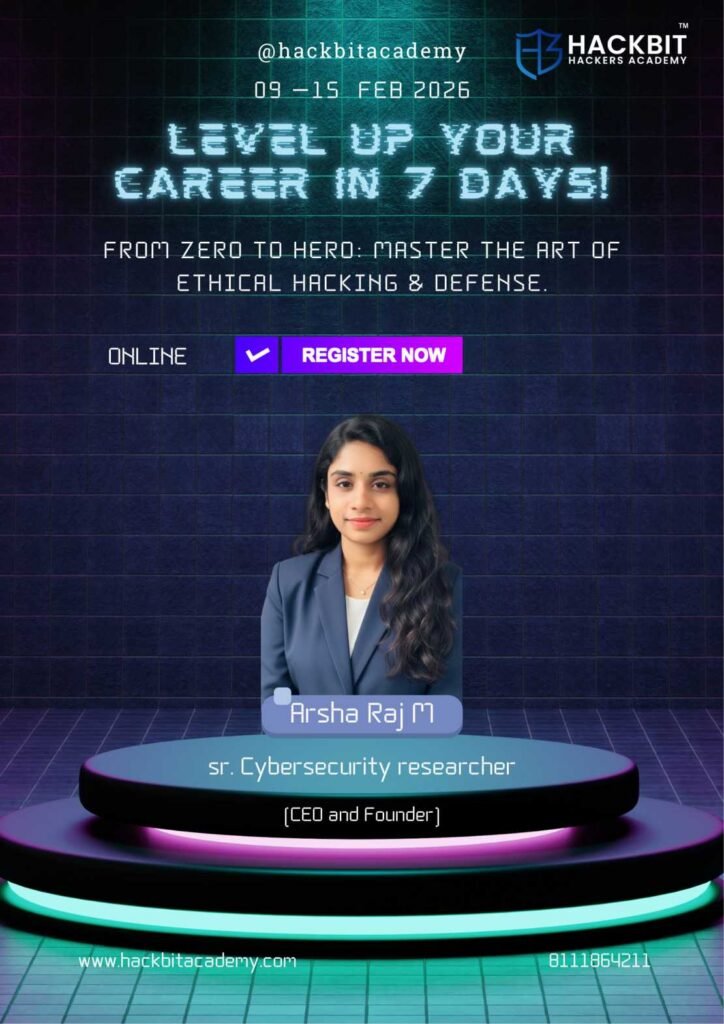 7 Days cybersecurity Arsha Raj M Hackbit